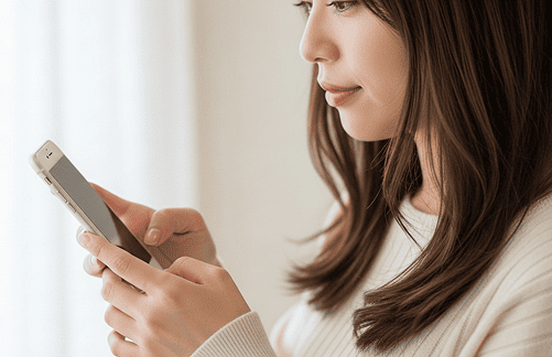 LINE査定のスマートフォン操作イメージと査定結果通知